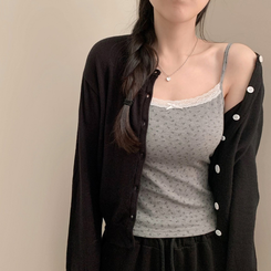 カーディガン デイリーラウンドカーディガン(10color) BLACK