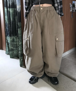 コットンパンツ ストリングカーゴパンツ BEIGE
