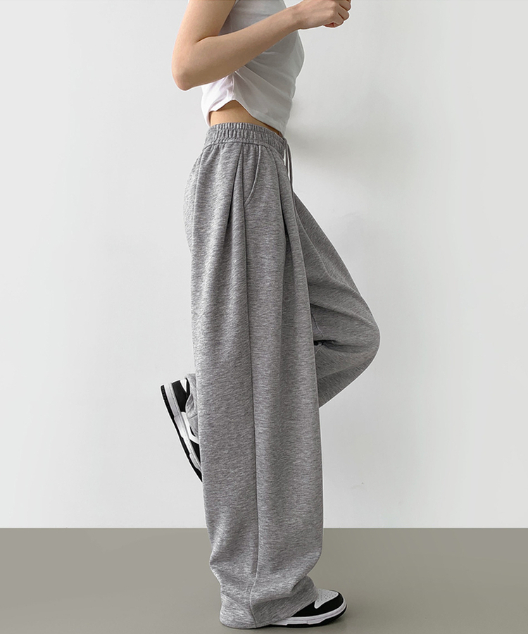 사이드 핀턱 골반 볼륨 업 벌룬 와이드 밴딩 팬츠 그레이