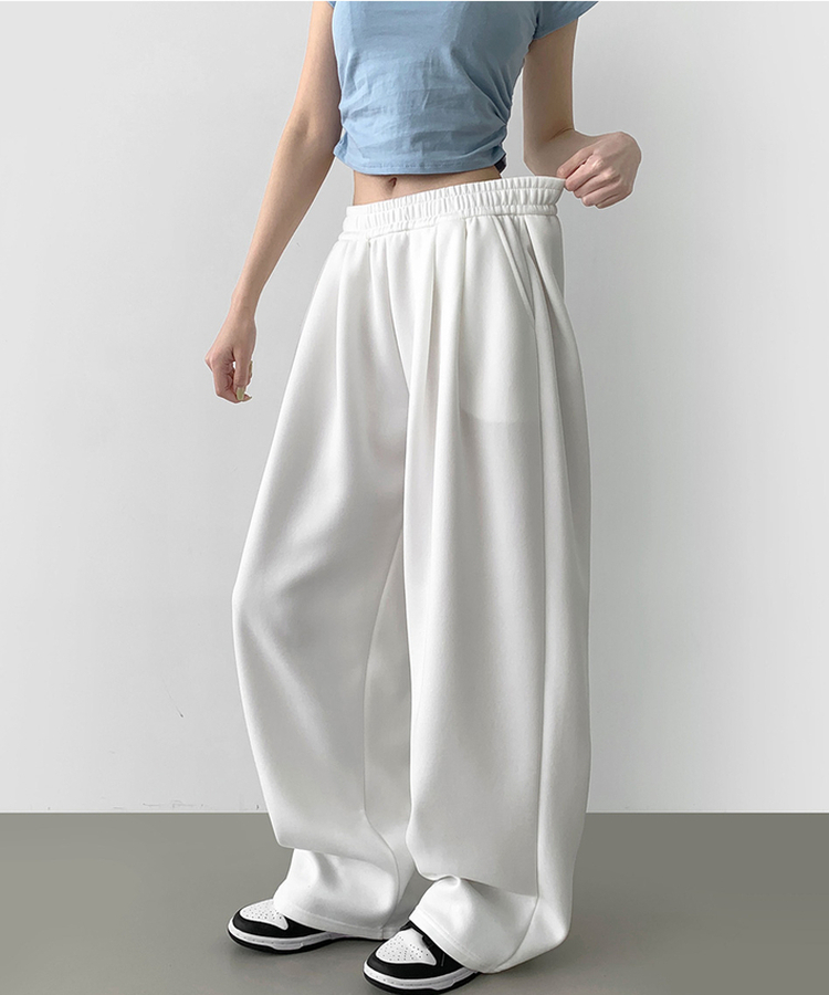 사이드 핀턱 골반 볼륨 업 벌룬 와이드 밴딩 팬츠 화이트
