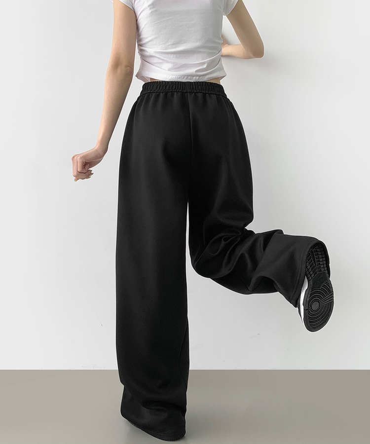 사이드 핀턱 골반 볼륨 업 벌룬 와이드 밴딩 팬츠 블랙
