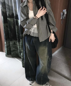 シャツ ショートチェックシャツ MINT