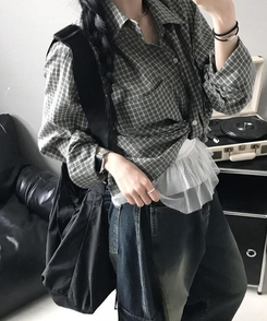 シャツ ショートチェックシャツ MINT