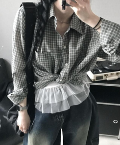 シャツ ショートチェックシャツ MINT