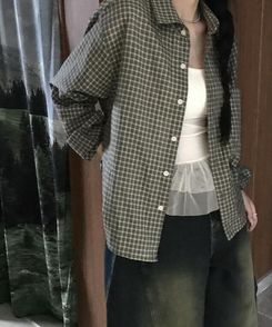シャツ ショートチェックシャツ MINT