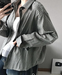 シャツ ショートチェックシャツ MINT