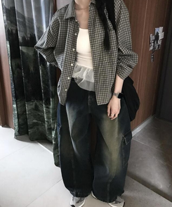 シャツ ショートチェックシャツ MINT