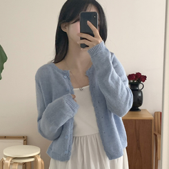 [뽀송]플라워물결 세미크롭 긴팔 가디건 5color 소라
