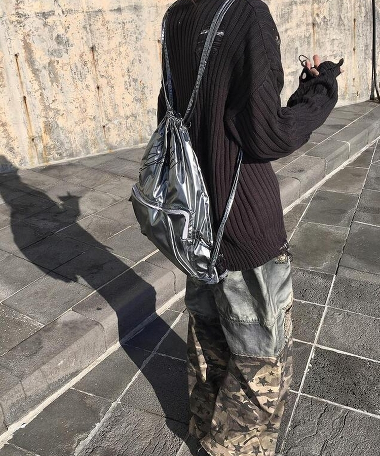 レタリンググロッシーバッグ SILVER