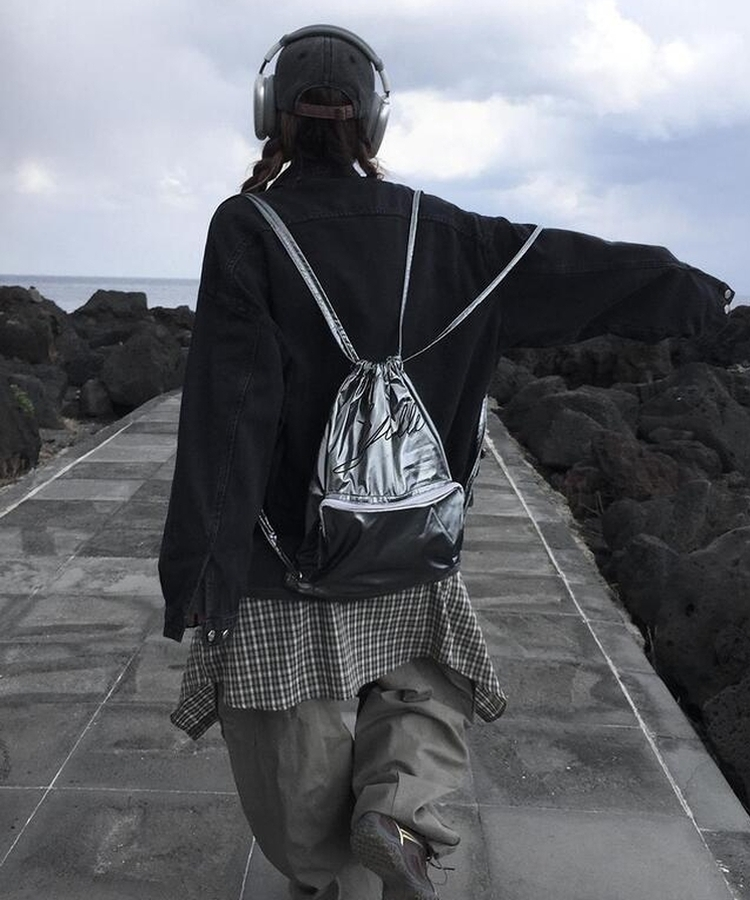 レタリンググロッシーバッグ SILVER