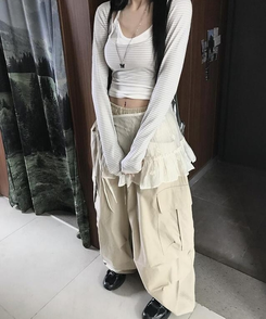 ミニスカート レースレイヤードラップスカート IVORY