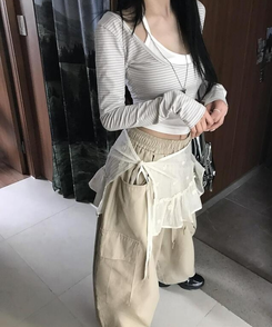ミニスカート レースレイヤードラップスカート IVORY