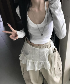 ミニスカート レースレイヤードラップスカート IVORY