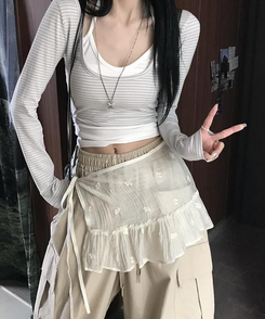 ミニスカート レースレイヤードラップスカート IVORY