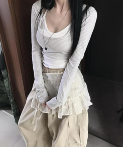 ミニスカート レースレイヤードラップスカート IVORY