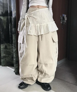 ミニスカート レースレイヤードラップスカート IVORY