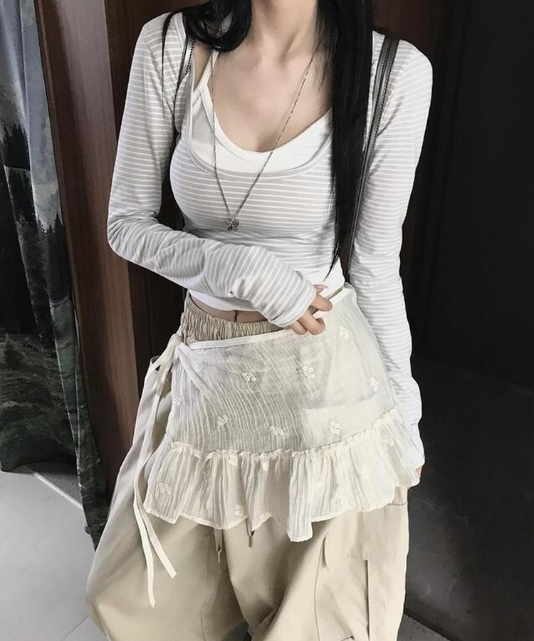 レースレイヤードラップスカート IVORY