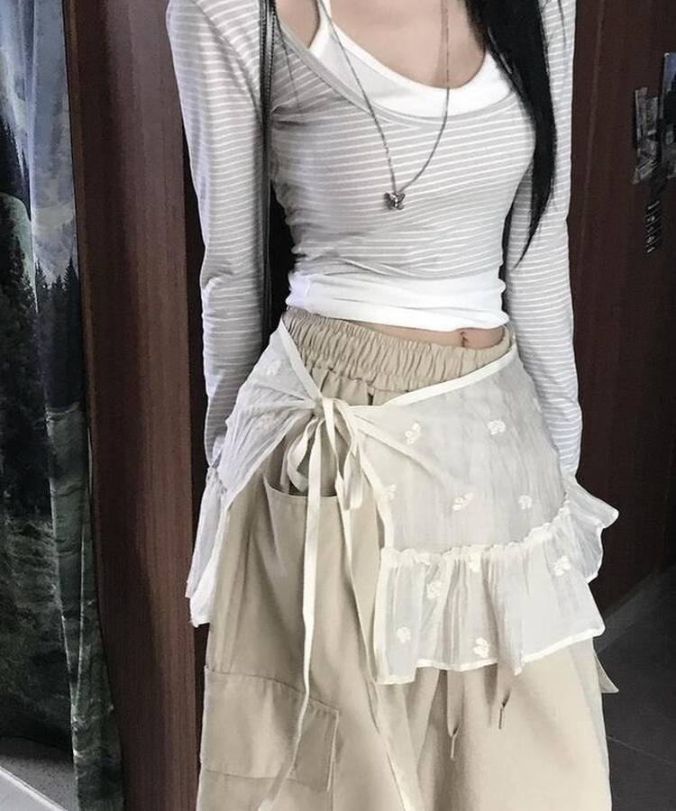 レースレイヤードラップスカート IVORY