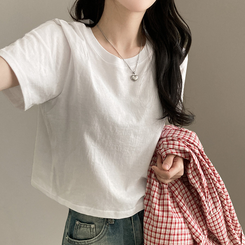 半袖Tシャツ 無地クロップ半袖Tシャツ(10color) WHITE
