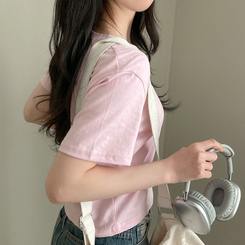 半袖Tシャツ 無地クロップ半袖Tシャツ(10color) PINK