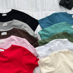 半袖Tシャツ 無地クロップ半袖Tシャツ(10color)