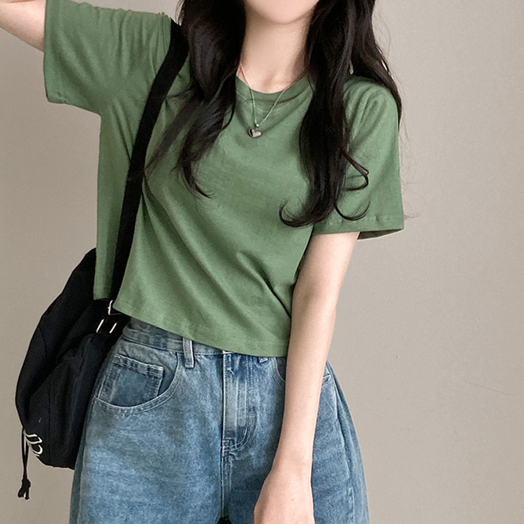 無地クロップ半袖Tシャツ(10color) MINT