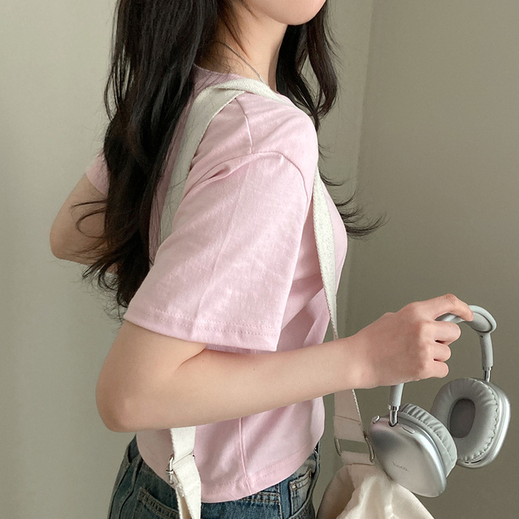 無地クロップ半袖Tシャツ(10color) PINK