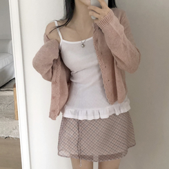 [면100%!필수템!]퓨어 프릴 레이어드 슬리브리스 민소매 나시 3color 화이트