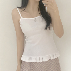 [면100%!필수템!]퓨어 프릴 레이어드 슬리브리스 민소매 나시 3color 화이트
