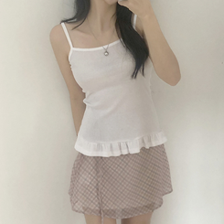[면100%!필수템!]퓨어 프릴 레이어드 슬리브리스 민소매 나시 3color 화이트
