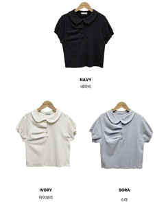 半袖Tシャツ ドットシャーリングボタンパフ半袖Tシャツ