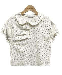 半袖Tシャツ ドットシャーリングボタンパフ半袖Tシャツ