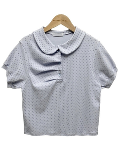 半袖Tシャツ ドットシャーリングボタンパフ半袖Tシャツ