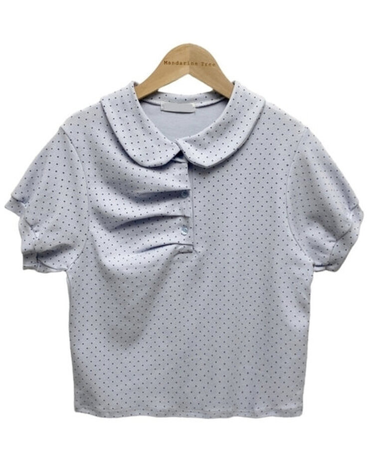 ドットシャーリングボタンパフ半袖Tシャツ