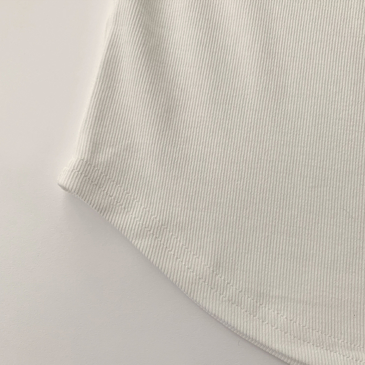 ラウンドボタンセミクロップ半袖Tシャツ(7color)