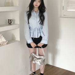 [허리잘록핏보장!]리본 스트링 레이어드 캉캉 프릴 퍼프 남방 셔츠 블라우스 3color 소라