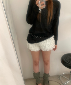 ショートパンツ フリルトティアードミニパンツ IVORY