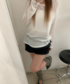 ショートパンツ フリルトティアードミニパンツ BLACK
