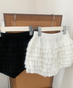 ショートパンツ フリルトティアードミニパンツ