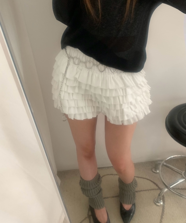 フリルトティアードミニパンツ IVORY