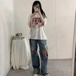 半袖Tシャツ プリンティング半袖Tシャツ WHITE MELANGE