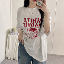 半袖Tシャツ プリンティング半袖Tシャツ WHITE MELANGE