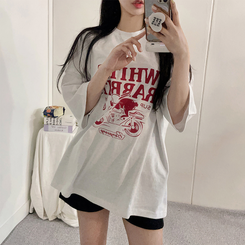 半袖Tシャツ プリンティング半袖Tシャツ WHITE MELANGE