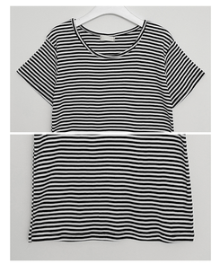 ストライプラウンド半袖Tシャツ
