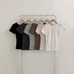 半袖Tシャツ セミクロップ無地半袖Tシャツ(6color)