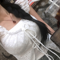 【SET】【カップ付き】パンチングブラウス キャミソール WHITE