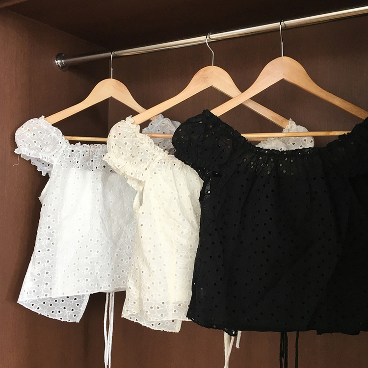 【SET】【カップ付き】パンチングブラウス キャミソール