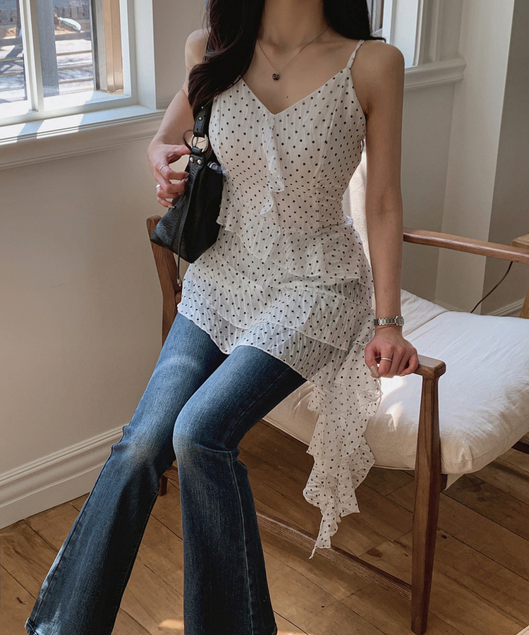 フリルアンバランスワンピース WHITE