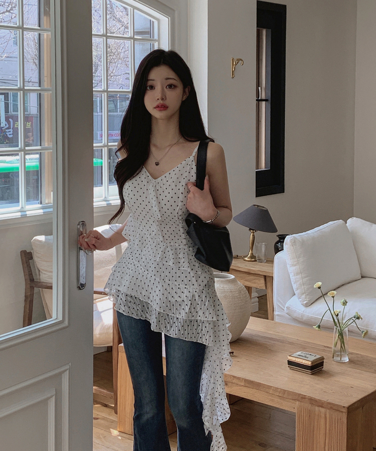 フリルアンバランスワンピース WHITE