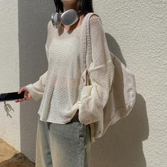 ニット シースルーオーバーロングニット(6color) IVORY